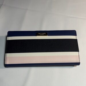 kate spade Striped Continental Wallet - Navy, Black, White, Blush Pink